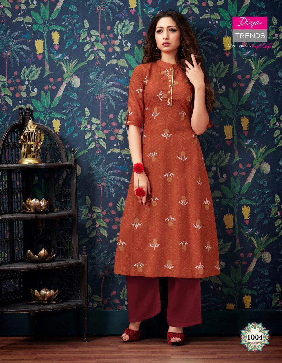 Purplecity Vol-1 Diya Trends Pigment Gold print Kurti Purplecity Vol-1 Diya Trends Pigment Gold print Kurti